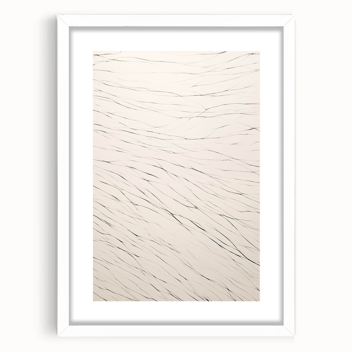 Abstract minimalist wall art collection featuring a framed design with a white mat, showcasing geometric patterns and subtle colors, ideal for modern home decor.
