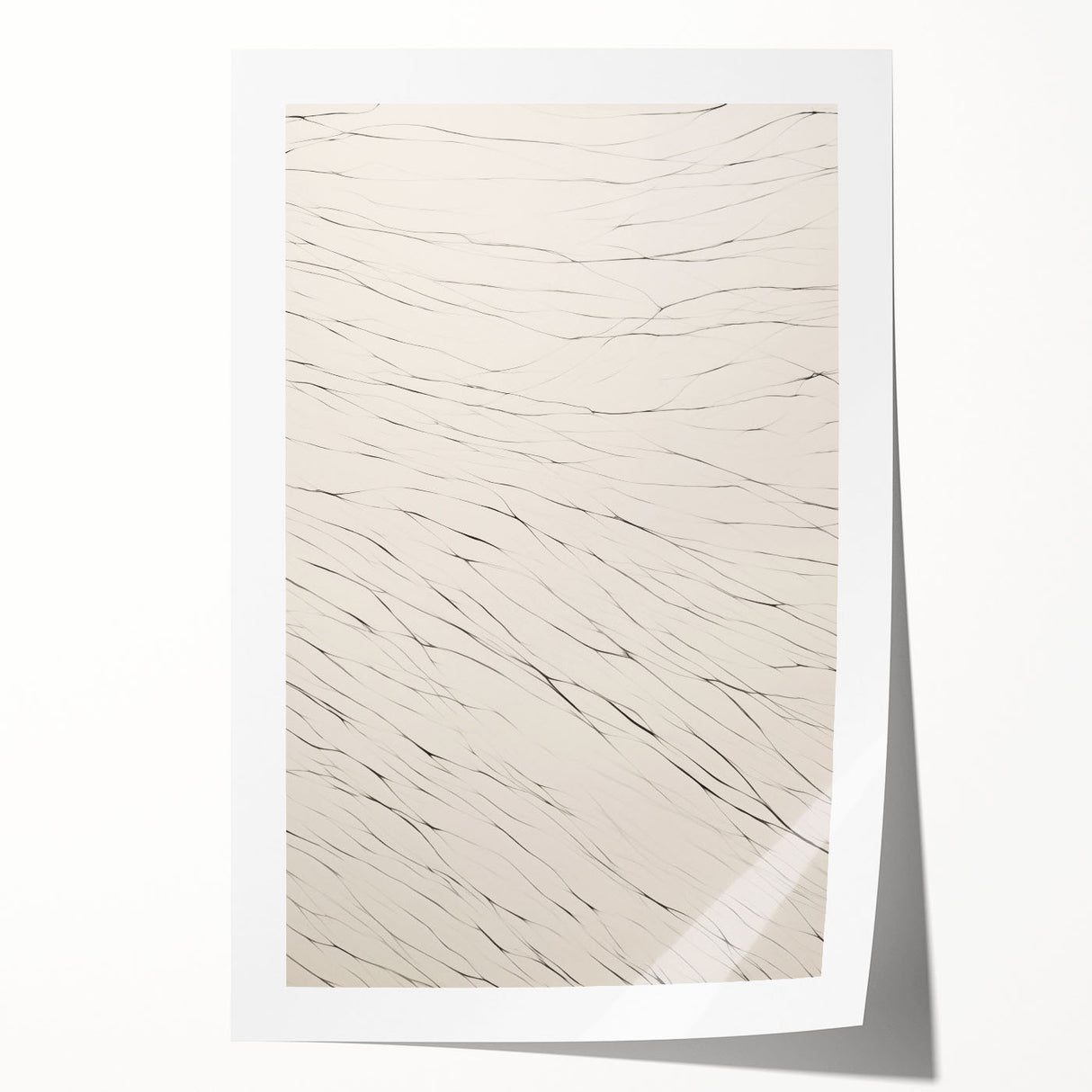 Abstract minimalist wall art print showcasing soft pastel colors and geometric shapes, designed to enhance modern decor, rolled for easy framing and display.