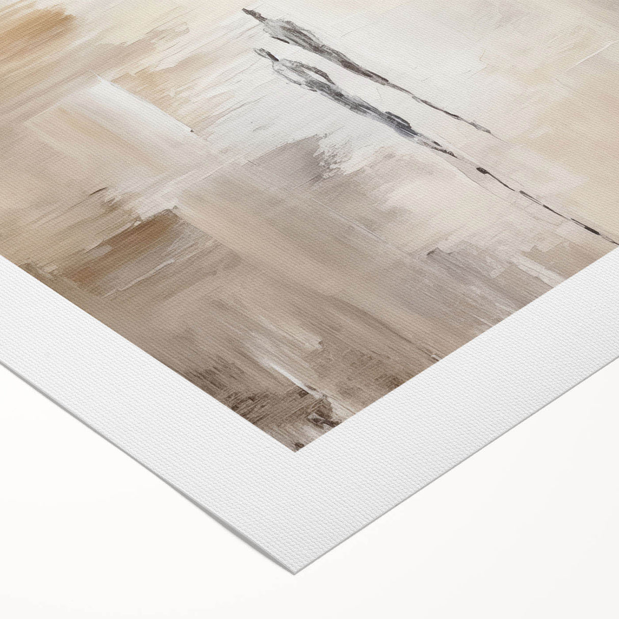 Abstract minimalist wall art design on rolled canvas, showcasing soft pastel colors and geometric patterns, perfect for modern home decor. Packaged securely in a sturdy tube for delivery.