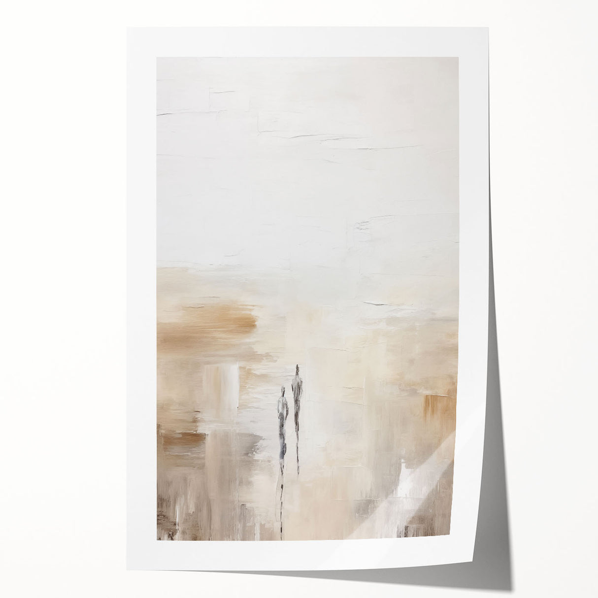 Abstract minimalist wall art collection showcasing a dynamic blend of soft pastel colors and geometric shapes, presented as a rolled print for easy framing.