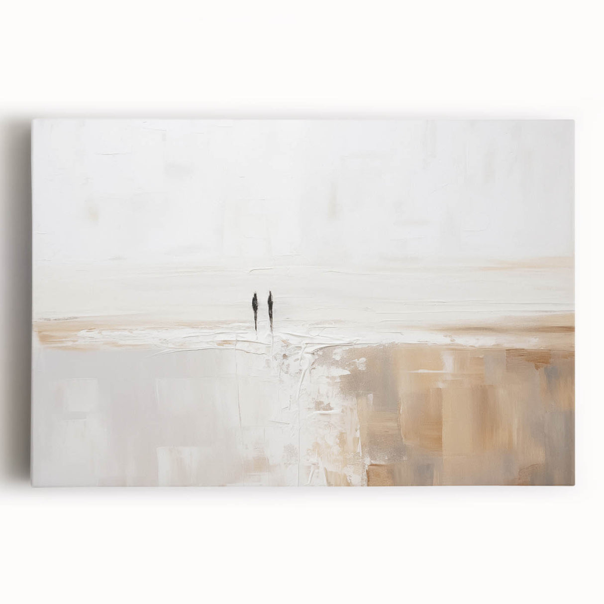Stretched canvas artwork showcasing an abstract minimalist design with soft pastel colors, ideal for modern decor. Perfect for brightening living spaces or offices.