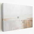 Abstract minimalist wall art featuring a soft color palette of blues and whites, displayed in a side view on stretched canvas, perfect for modern decor.
