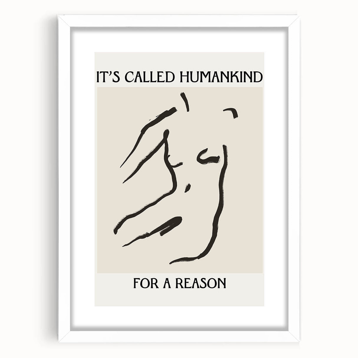 Abstract minimalist wall art design featuring a white frame with a mat, showcasing geometric shapes and soft color palette, ideal for modern interior decor.