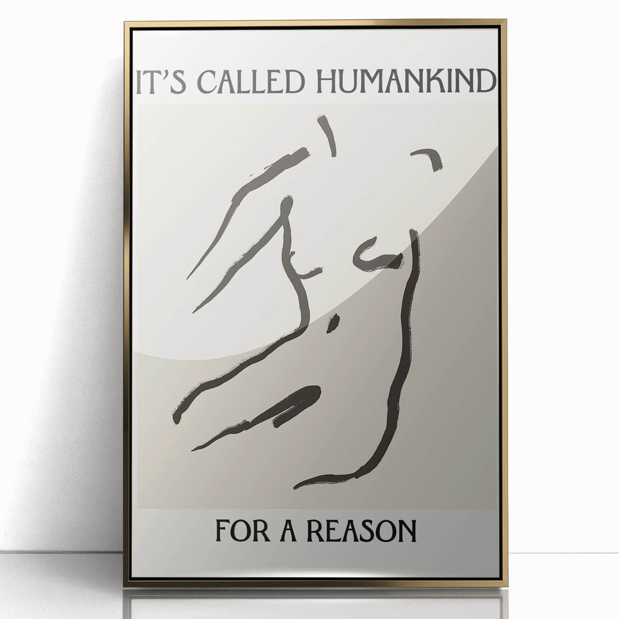 Framed abstract minimalist wall art featuring a gold-acrylic design, showcasing elegant geometric shapes and lines, perfect for modern home decor.