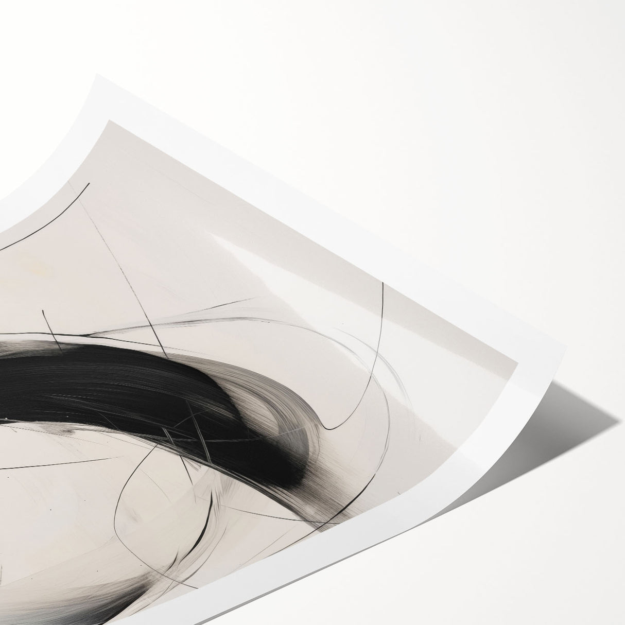 Abstract minimalist wall art print showcasing soft pastel colors and geometric shapes, rolled for easy shipping in a protective cardboard tube, ideal for modern decor.