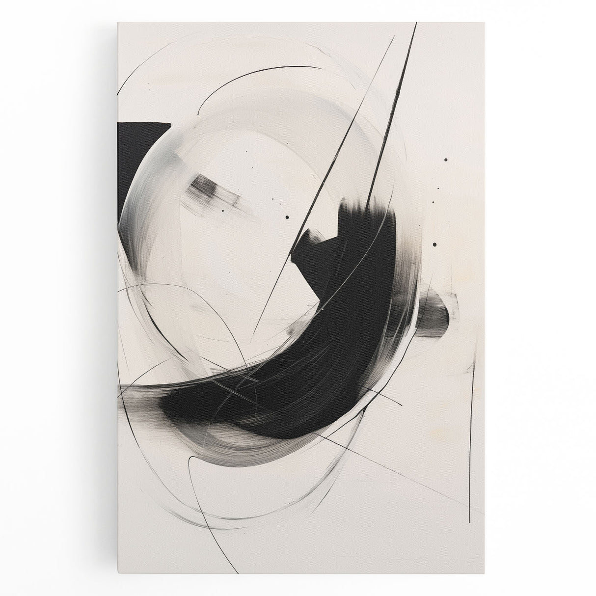 Abstract minimalist wall art collection featuring a stretched canvas design with soft beige and gray tones, perfect for modern home decor. Ideal for creating a serene atmosphere in living spaces or offices.