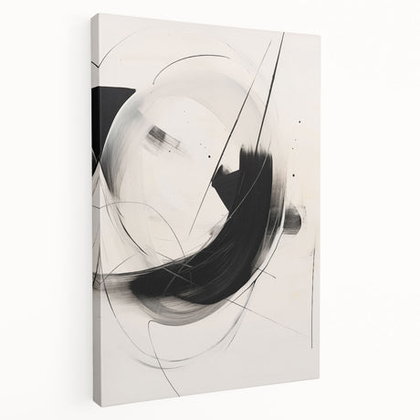 Stretched canvas wall art showcasing an abstract minimalist design with soft earth tones, displayed from a side view to highlight depth and texture, perfect for modern decor.