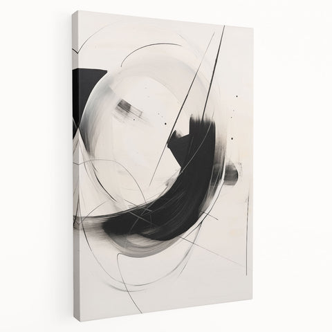 Stretched canvas wall art showcasing an abstract minimalist design with soft earth tones, displayed from a side view to highlight depth and texture, perfect for modern decor.