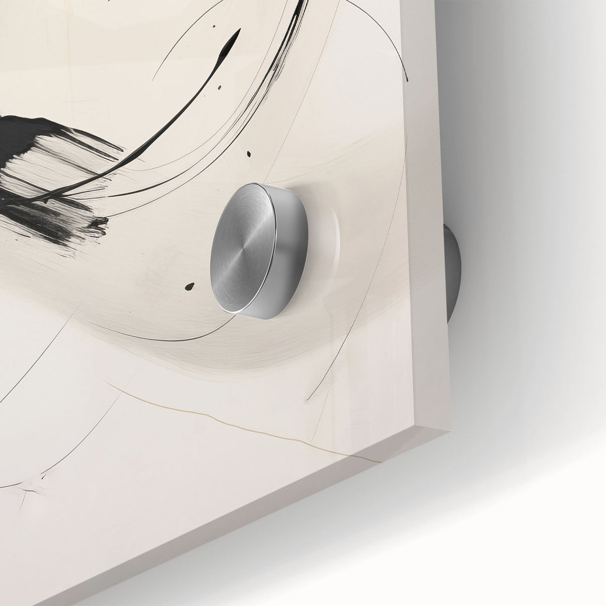 Close-up of an abstract minimalist wall art design featuring a blend of soft pastel colors and geometric shapes, ideal for modern home decor.