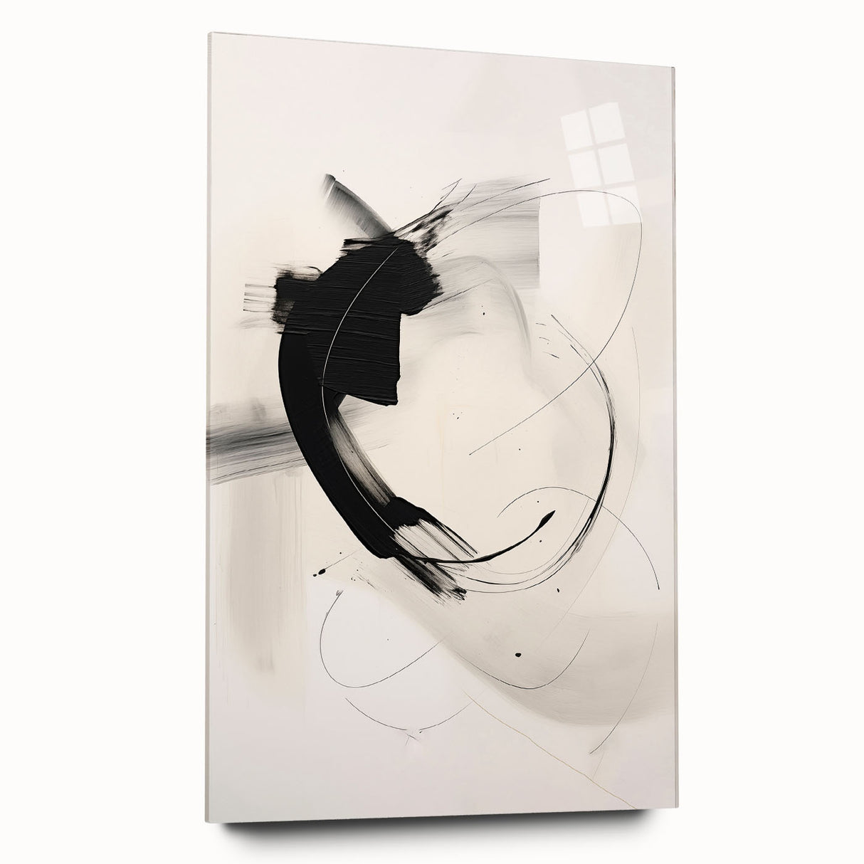 Acrylic glass wall art from the Abstract Minimalist Design 92 collection, showcasing a sleek side view with vibrant colors and clean lines, perfect for modern decor.
