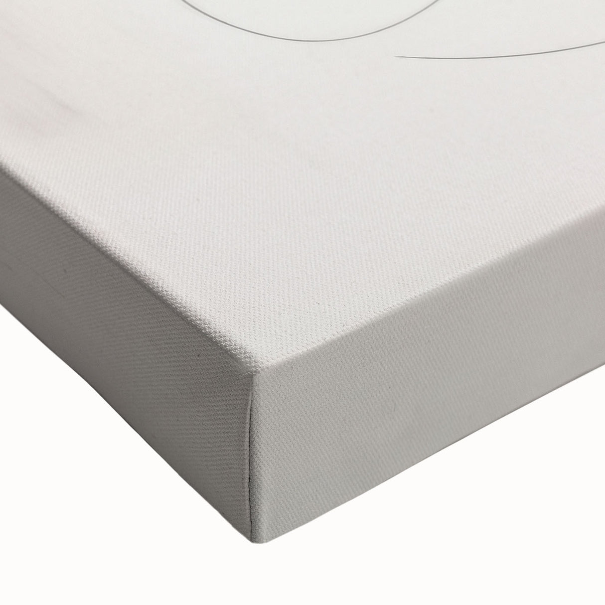 Close-up of a stretched canvas showcasing an abstract minimalist design in muted tones, perfect for modern home decor. The artwork features soft lines and subtle textures, ideal for enhancing any living space.