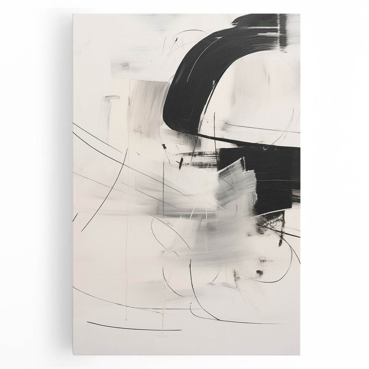 Abstract minimalist wall art design featuring soft pastel colors and geometric shapes, printed on stretched canvas, ideal for modern home decor. The artwork exudes a calming aesthetic, perfect for enhancing contemporary living spaces.