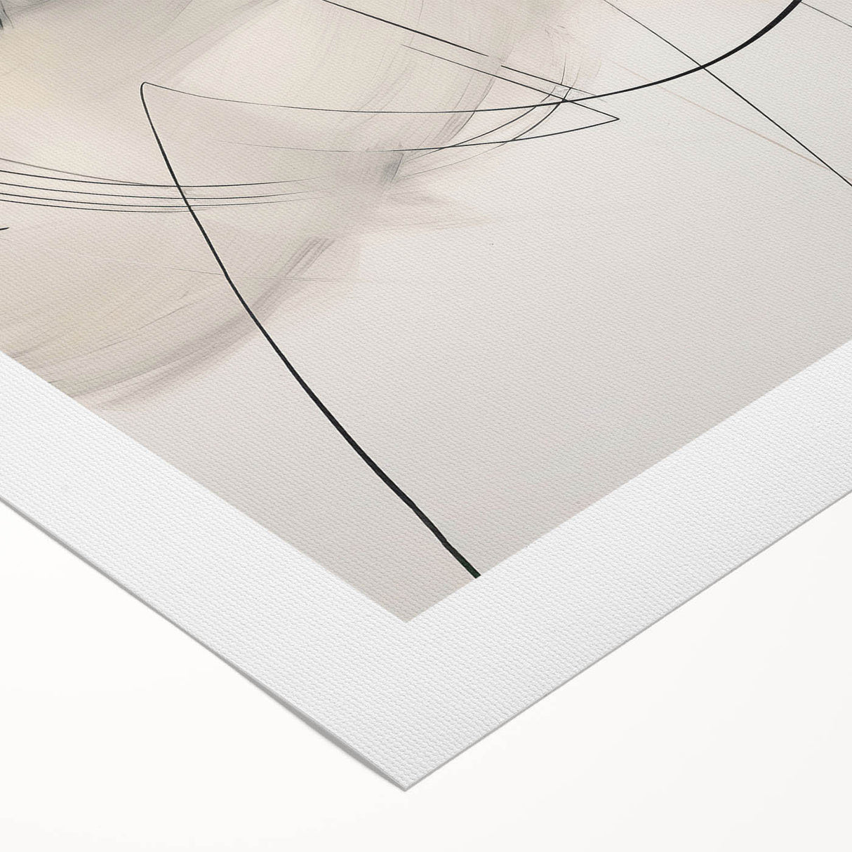 Abstract minimalist design wall art on rolled canvas, showcasing soft neutral tones and geometric shapes. Perfect for modern home decor, elegantly packaged for shipping.