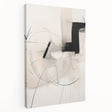Stretched canvas wall art showcasing an abstract minimalist design with soft pastel colors, viewed from the side, highlighting its sleek edges and modern aesthetic.