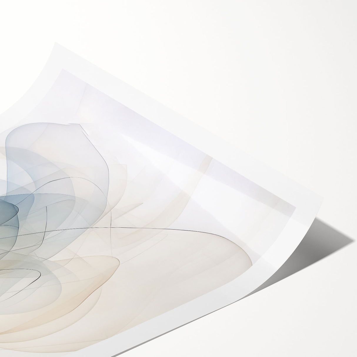 Abstract minimalist wall art print showcasing a blend of soft pastel colors and geometric shapes, rolled for easy shipping and display versatility. Perfect for modern decor.