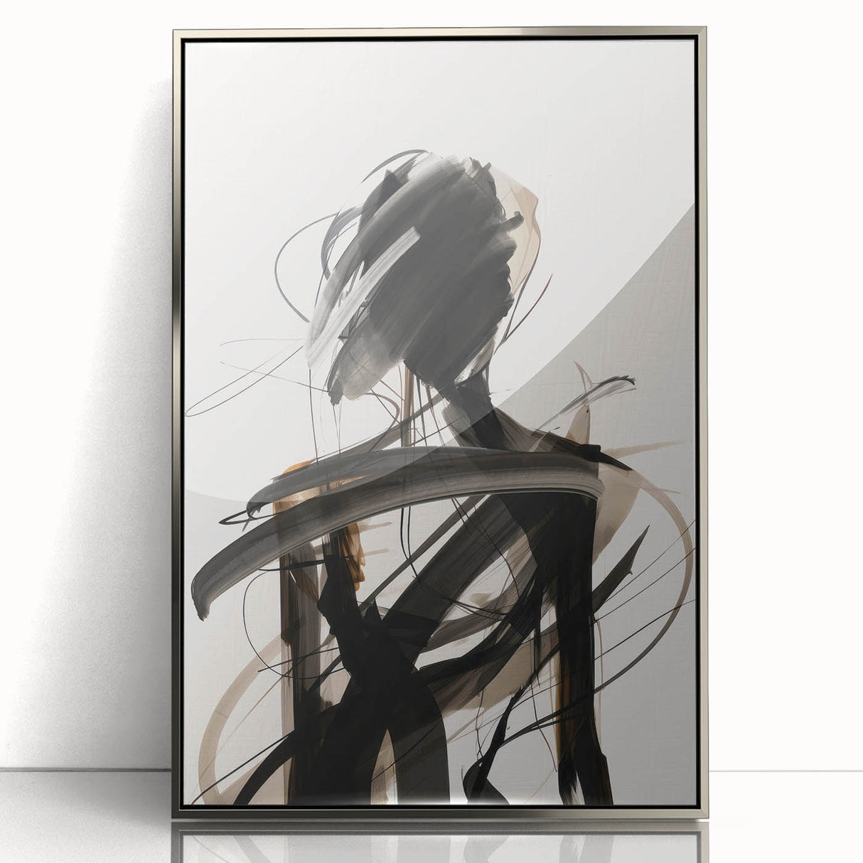 Framed abstract modern wall art collection featuring vibrant colors and sleek silver accents, perfect for contemporary home decor.
