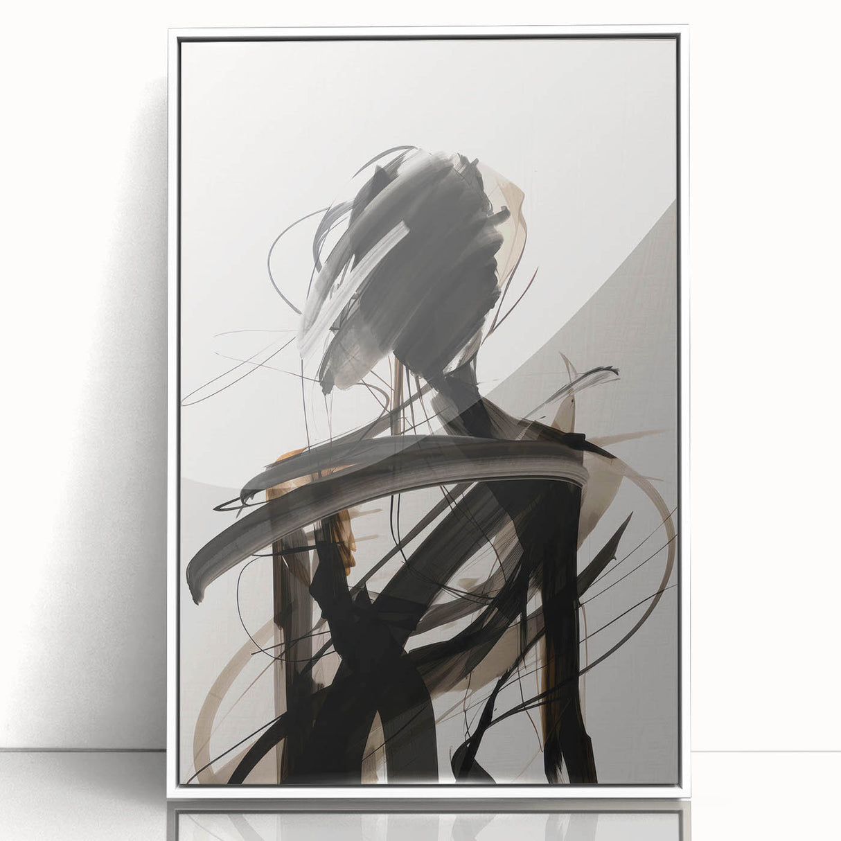 Framed abstract modern design wall art collection showcasing vibrant colors and geometric shapes in a sleek white frame, ideal for contemporary decor.