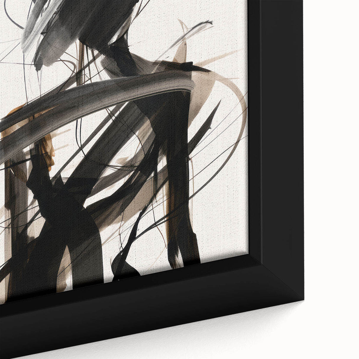 Close-up of an abstract modern wall art collection featuring vibrant colors and geometric shapes, elegantly framed for contemporary decor.