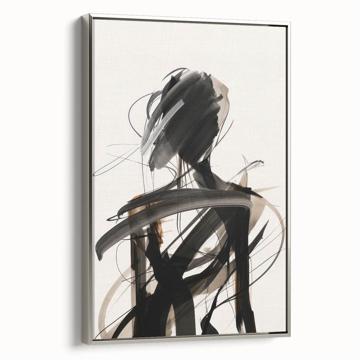 Framed abstract modern wall art collection showcasing a silver side view design with vibrant colors, perfect for contemporary home decor.