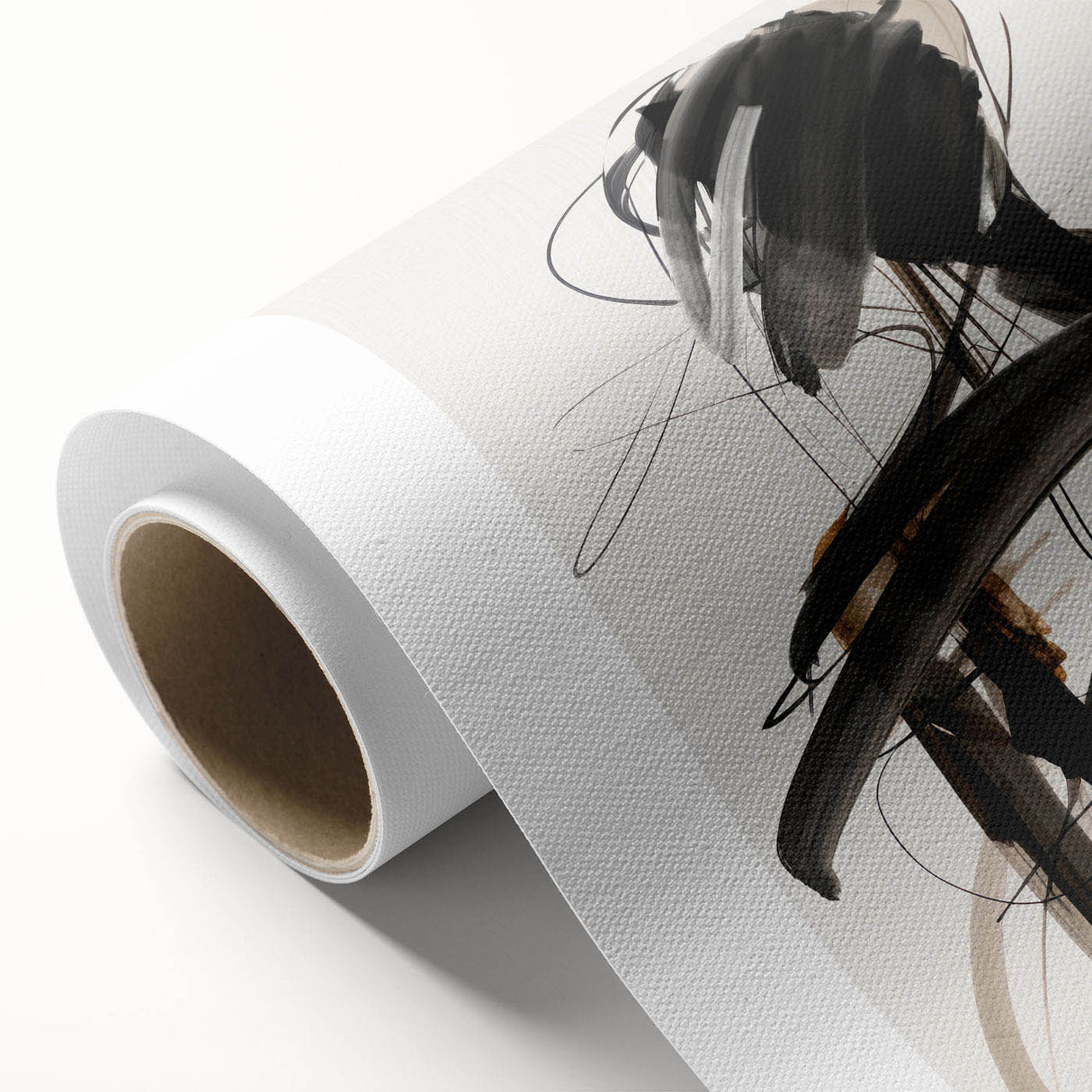 Abstract modern wall art print showcasing vibrant colors and geometric shapes on rolled canvas, ideal for contemporary home decor.