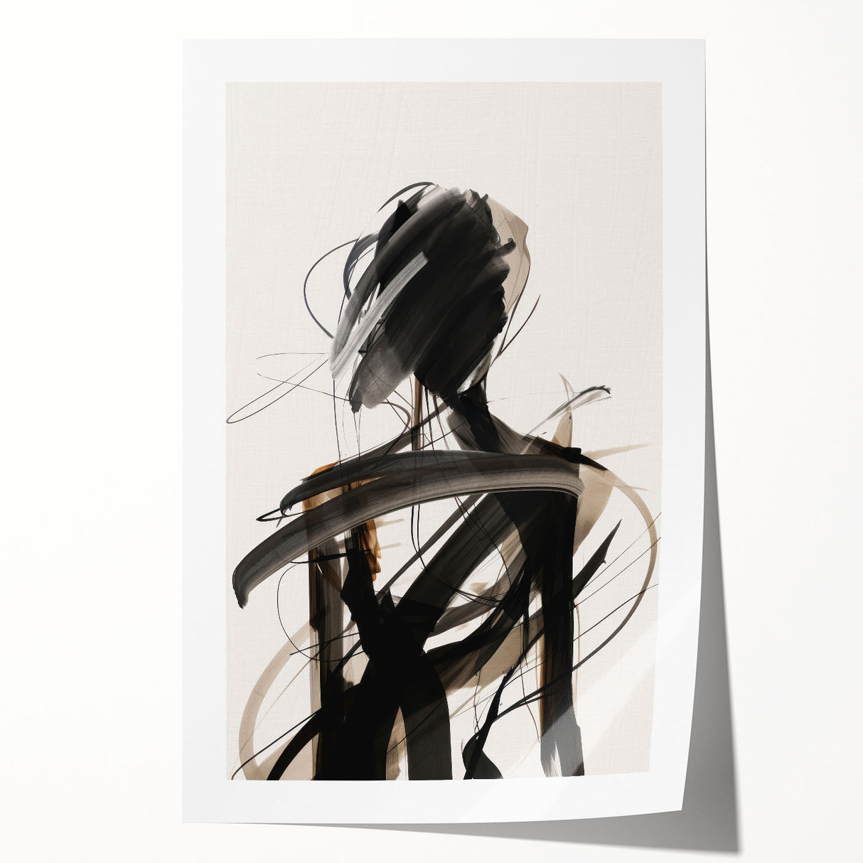 Abstract modern wall art print showcasing vibrant colors and geometric shapes, rolled for easy shipping and display in various settings.