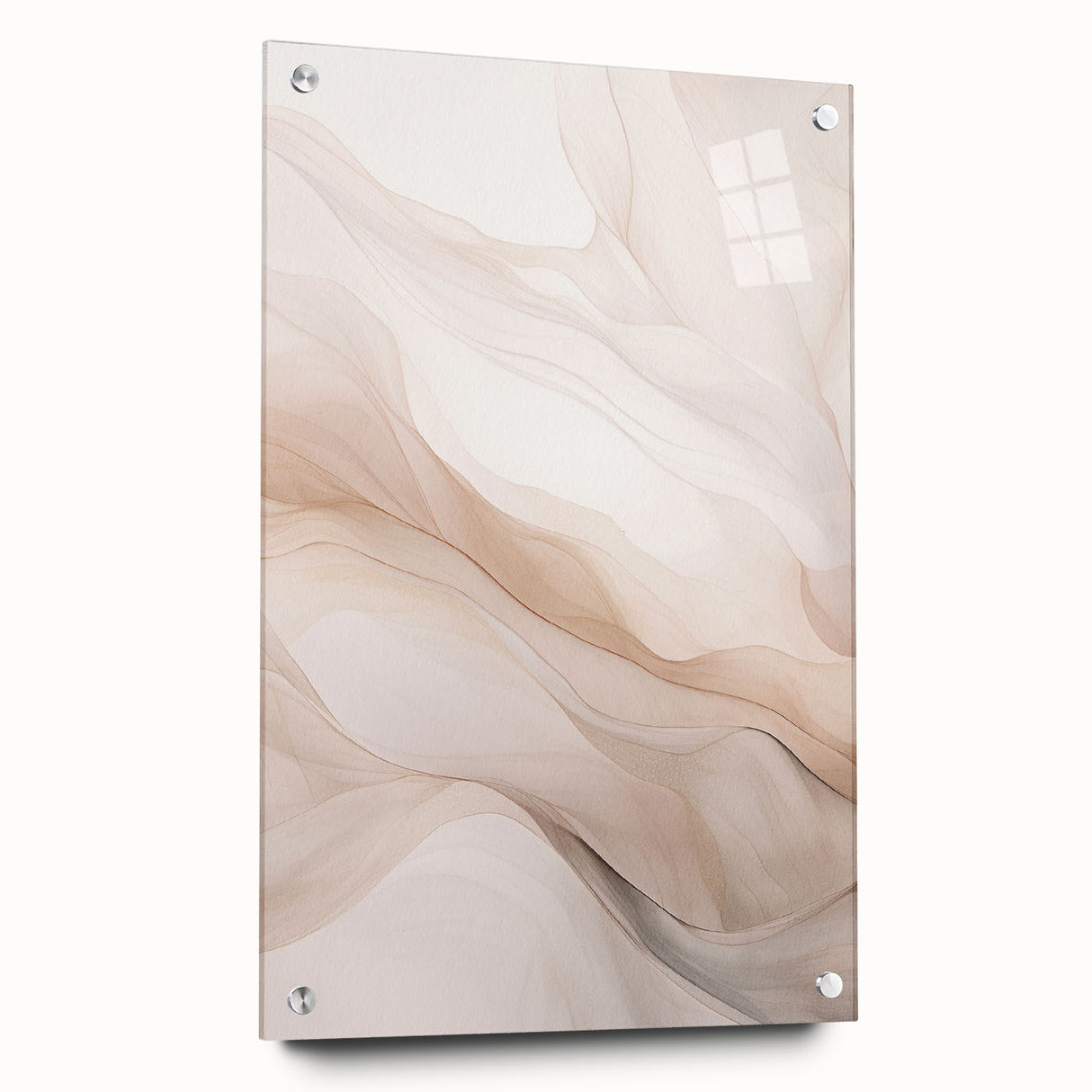 Abstract modern wall art collection displayed in a side view with acrylic glass, featuring vibrant colors and geometric designs, secured with decorative pins. This piece adds a contemporary touch to any interior decor, enhancing artistic flair and style.