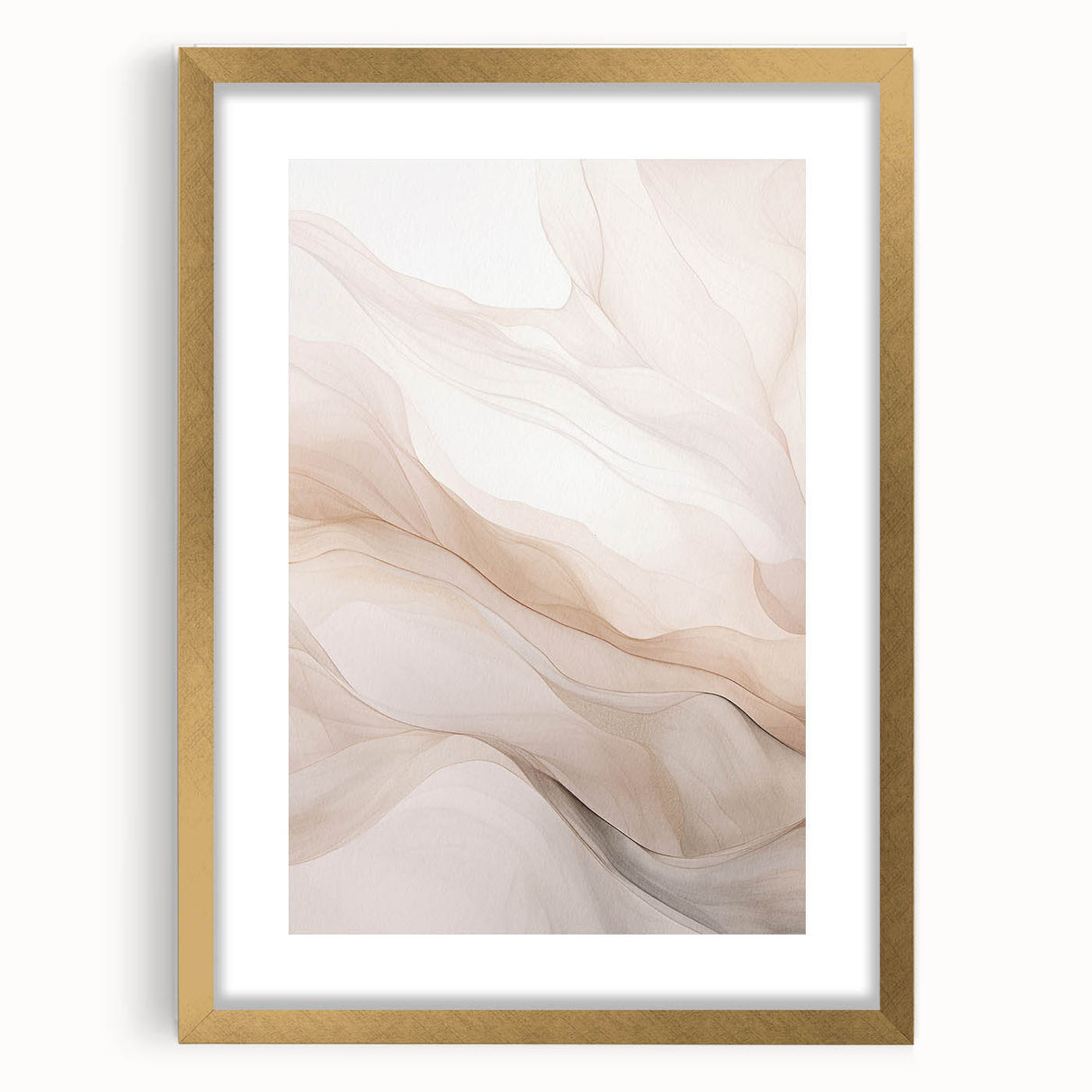 Abstract modern wall art collection featuring a gold-framed piece with a mat, showcasing a vibrant design that enhances contemporary decor. Ideal for stylish interiors.