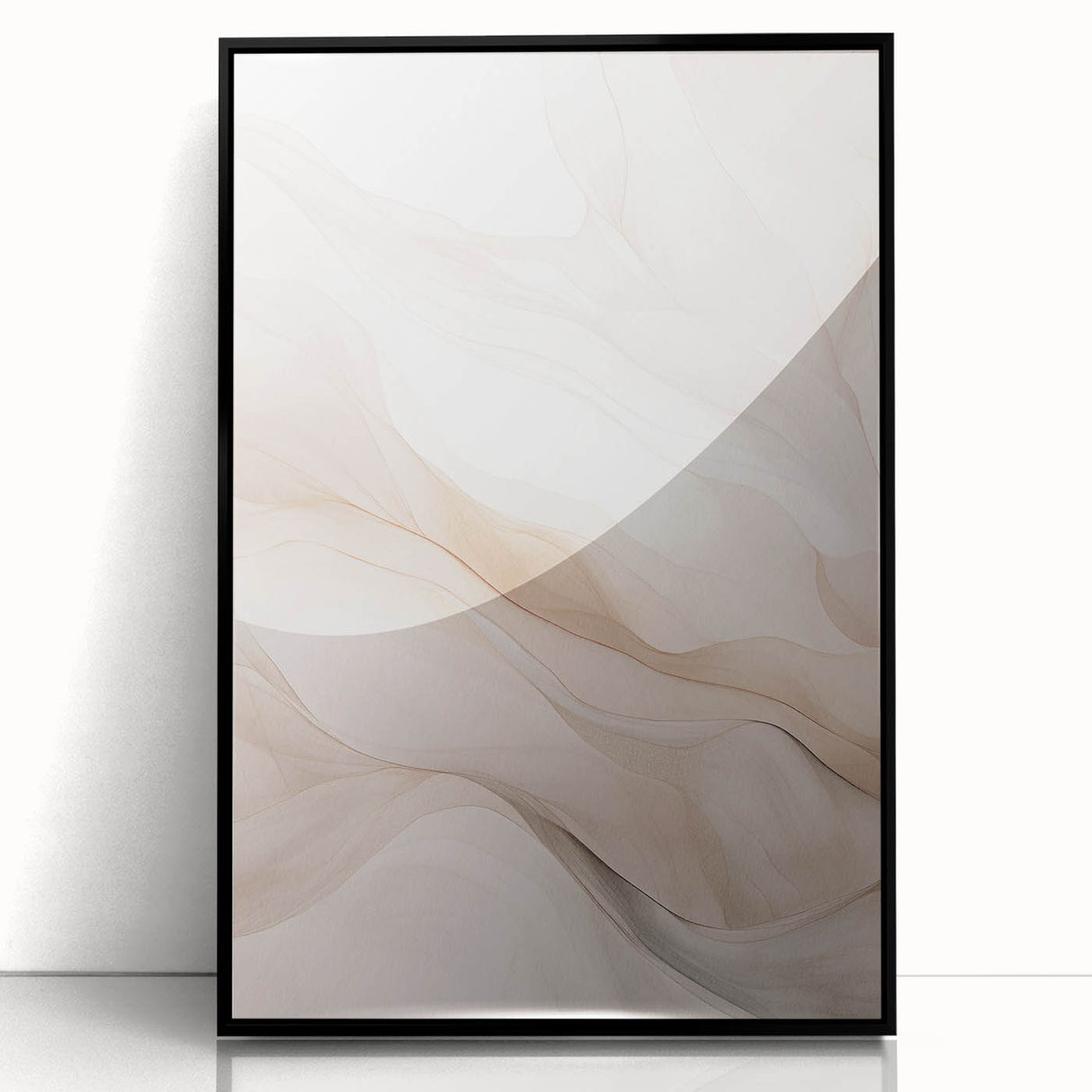 Framed acrylic wall art showcasing an abstract modern design in shades of black and white, ideal for contemporary home decor. The piece features sleek lines and geometric patterns, adding a stylish touch to any living space.