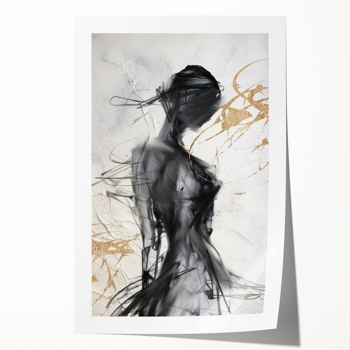 Abstract modern wall art print showcasing vibrant geometric shapes in bold colors, rolled and ready for framing, enhancing contemporary decor.