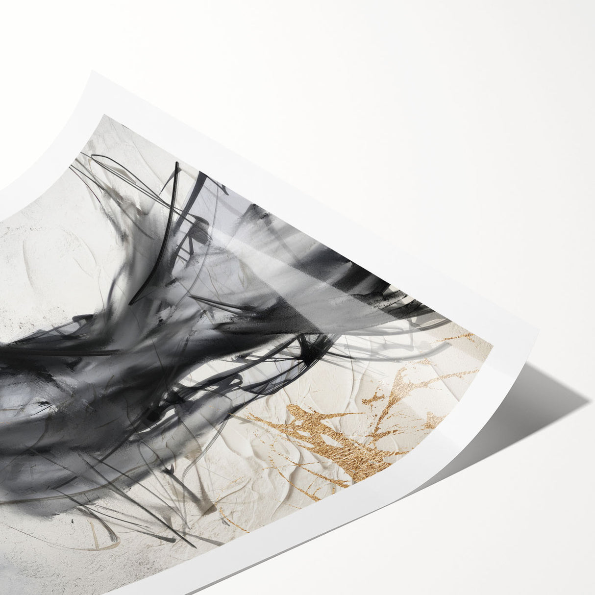 Abstract modern wall art print showcasing vibrant colors and geometric shapes, rolled and ready for framing, perfect for contemporary decor.