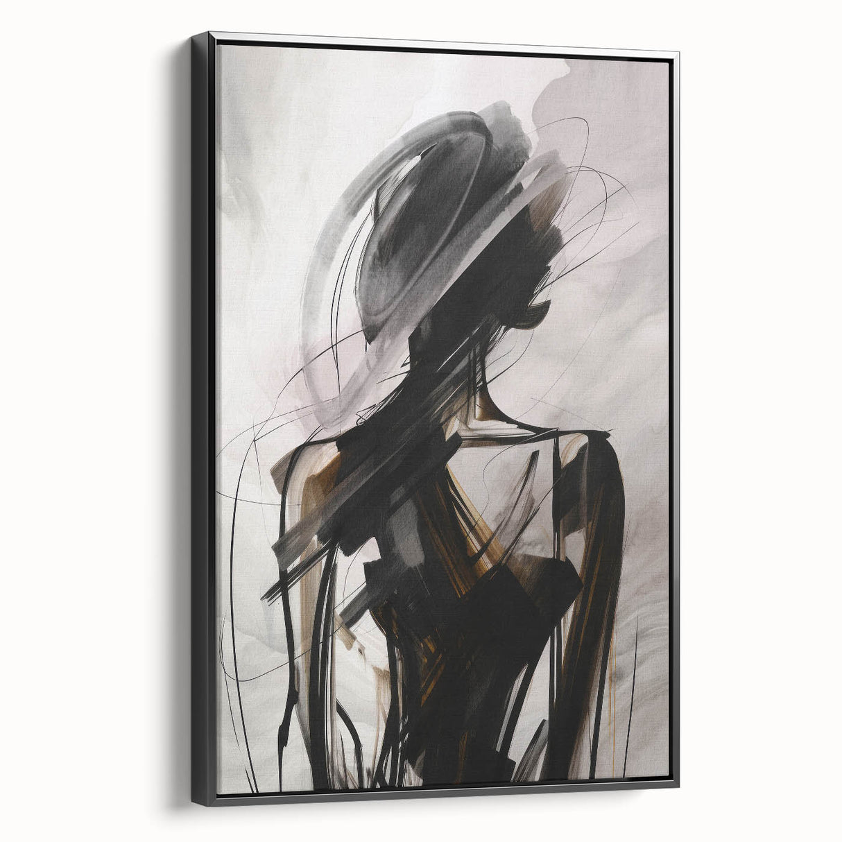 Framed abstract modern wall art design showcasing vibrant colors and geometric shapes, viewed from the side against a neutral background.