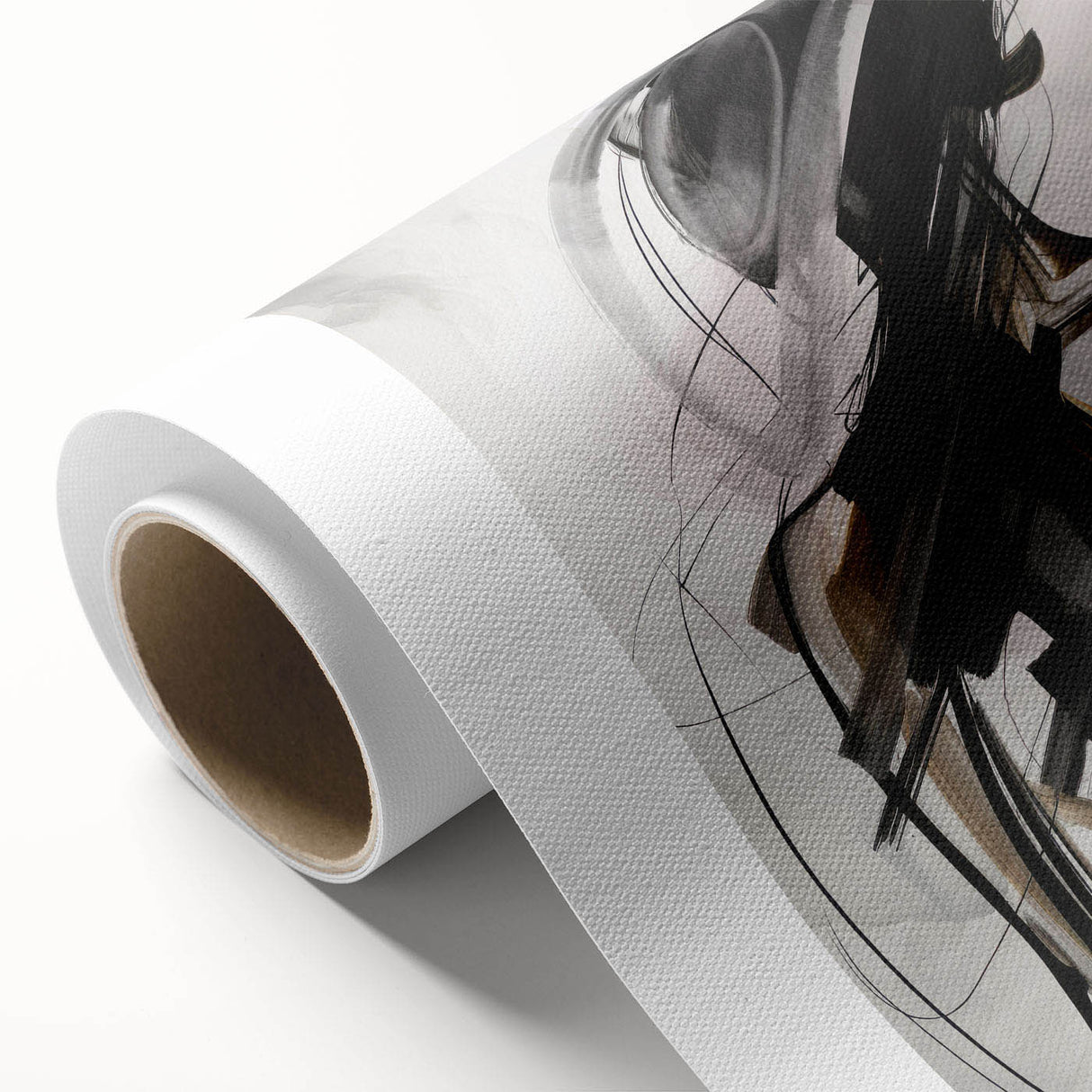 Abstract modern wall art design on rolled canvas, showcasing vibrant colors and geometric shapes, ideal for contemporary home decor.