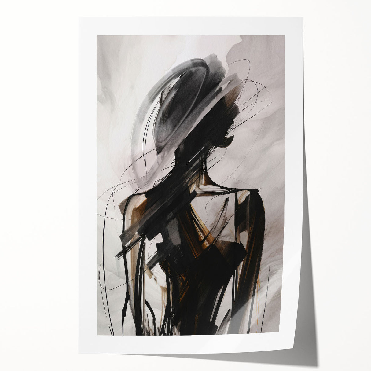 Abstract modern wall art print showcasing vibrant colors and geometric shapes, rolled and ready for framing, perfect for contemporary decor.