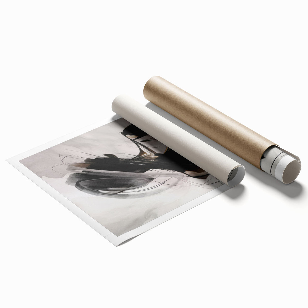 Abstract modern wall art print showcasing vibrant geometric shapes in bold colors, ideal for contemporary interior decor. Rolled for easy shipping and framing.