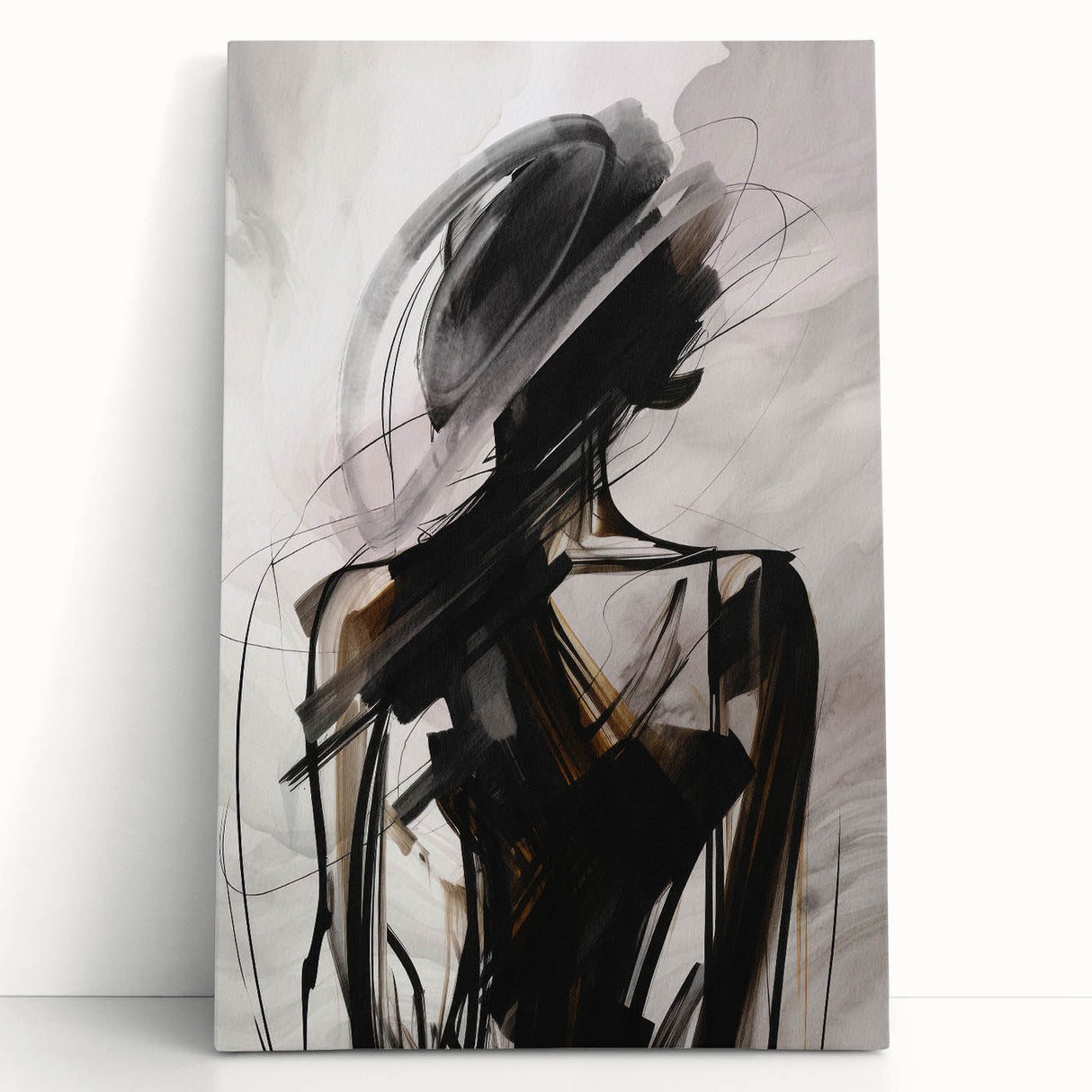 Abstract modern wall art collection with vibrant colors and geometric shapes, displayed on a stretched canvas, adding contemporary flair to any space.