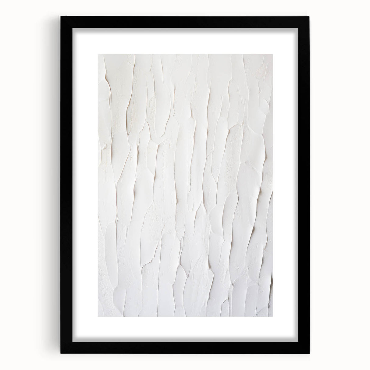 Abstract modern wall art collection featuring a sleek black frame and mat, showcasing vibrant geometric designs and colors, ideal for contemporary decor.