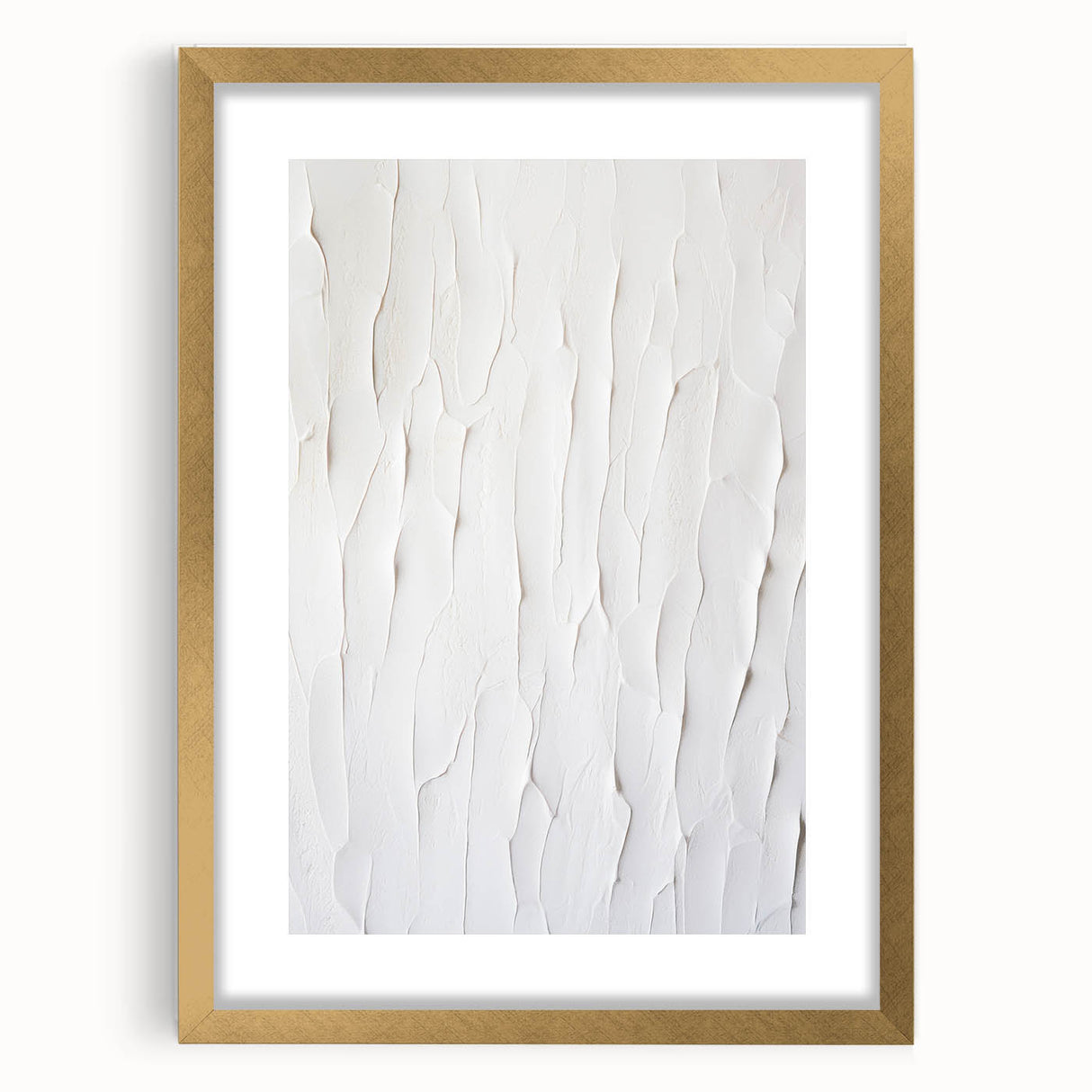 Elegant abstract modern wall art collection featuring a gold frame with mat, showcasing a sleek design perfect for contemporary decor.