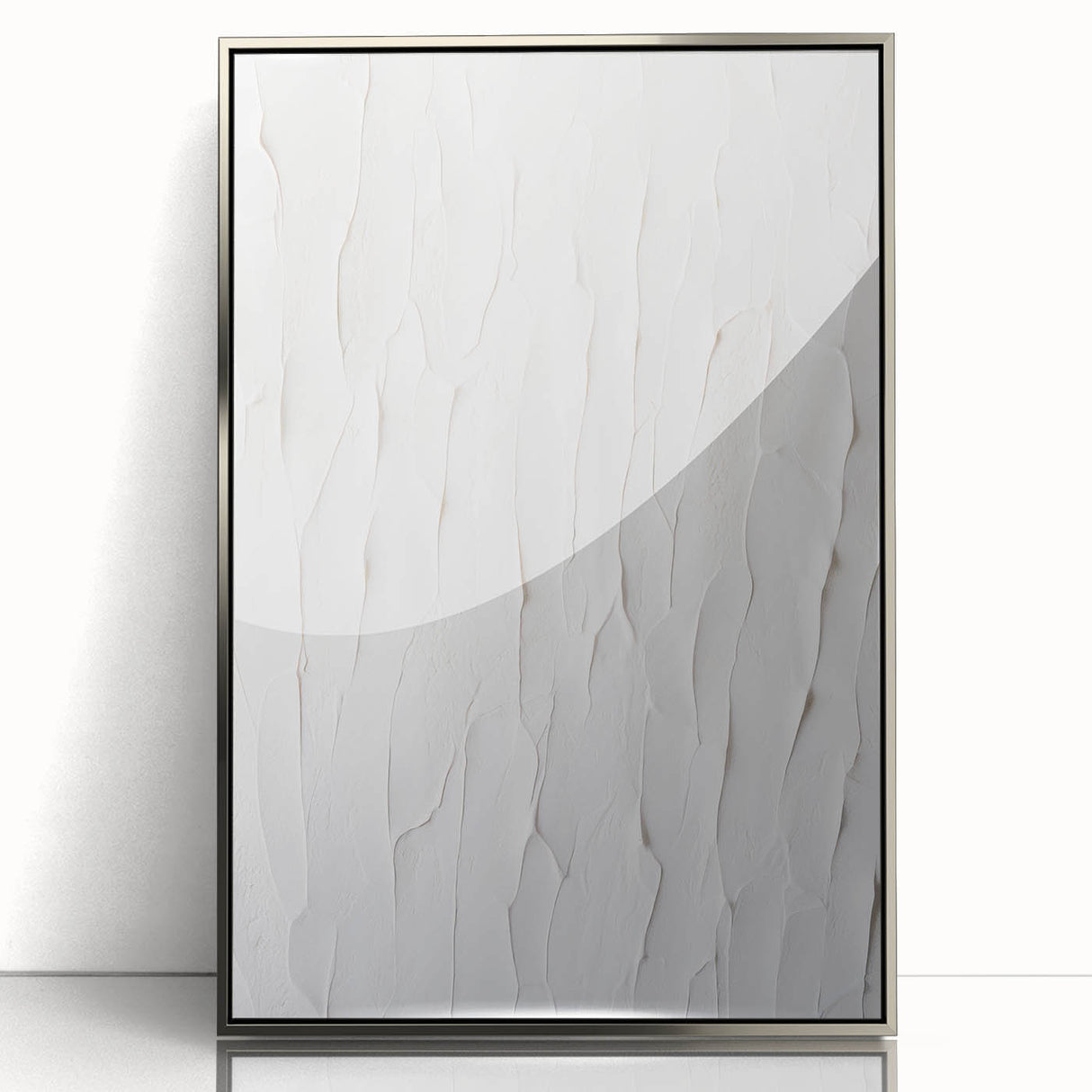 Framed abstract modern wall art collection featuring sleek silver accents, showcasing a vibrant geometric design with vivid colors for contemporary decor.