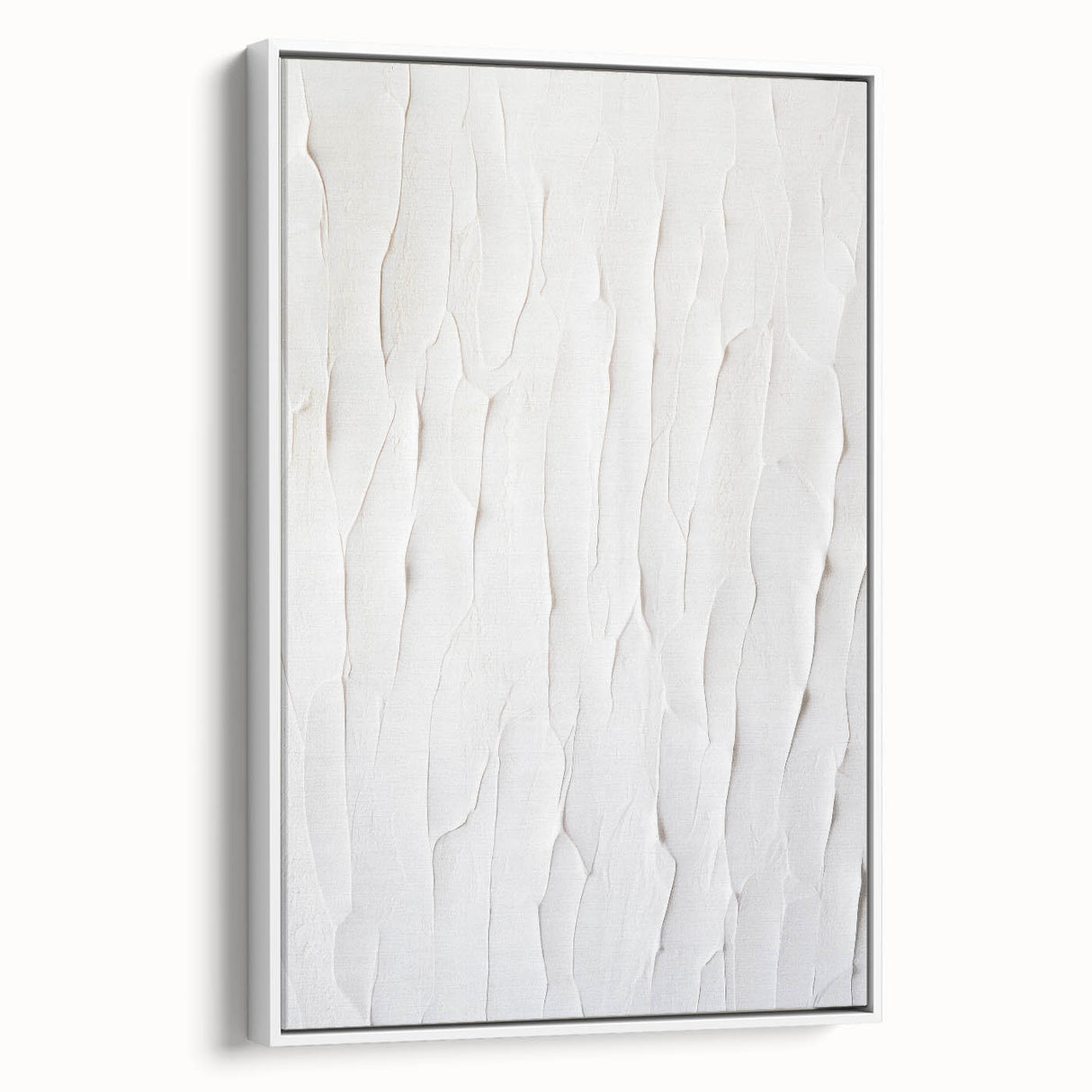 Framed abstract modern wall art collection showcasing vibrant geometric patterns in a sleek white frame, enhancing contemporary decor.