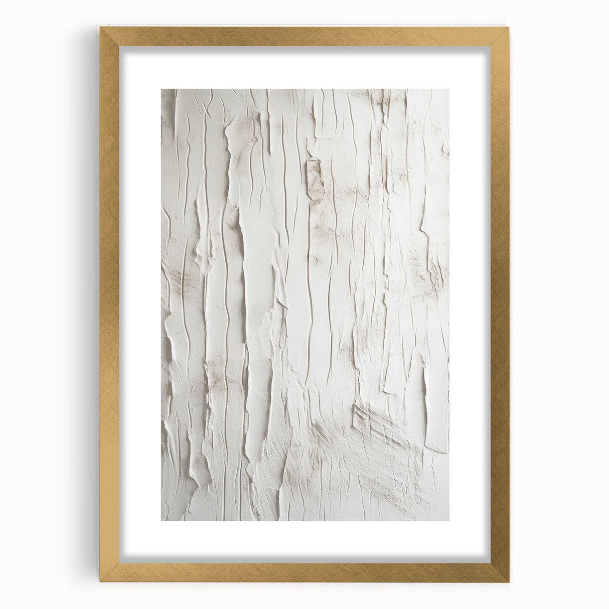 Abstract modern wall art collection featuring a gold-framed piece with a mat, showcasing a vibrant geometric design. Ideal for contemporary home decor, enhancing any living space aesthetic.