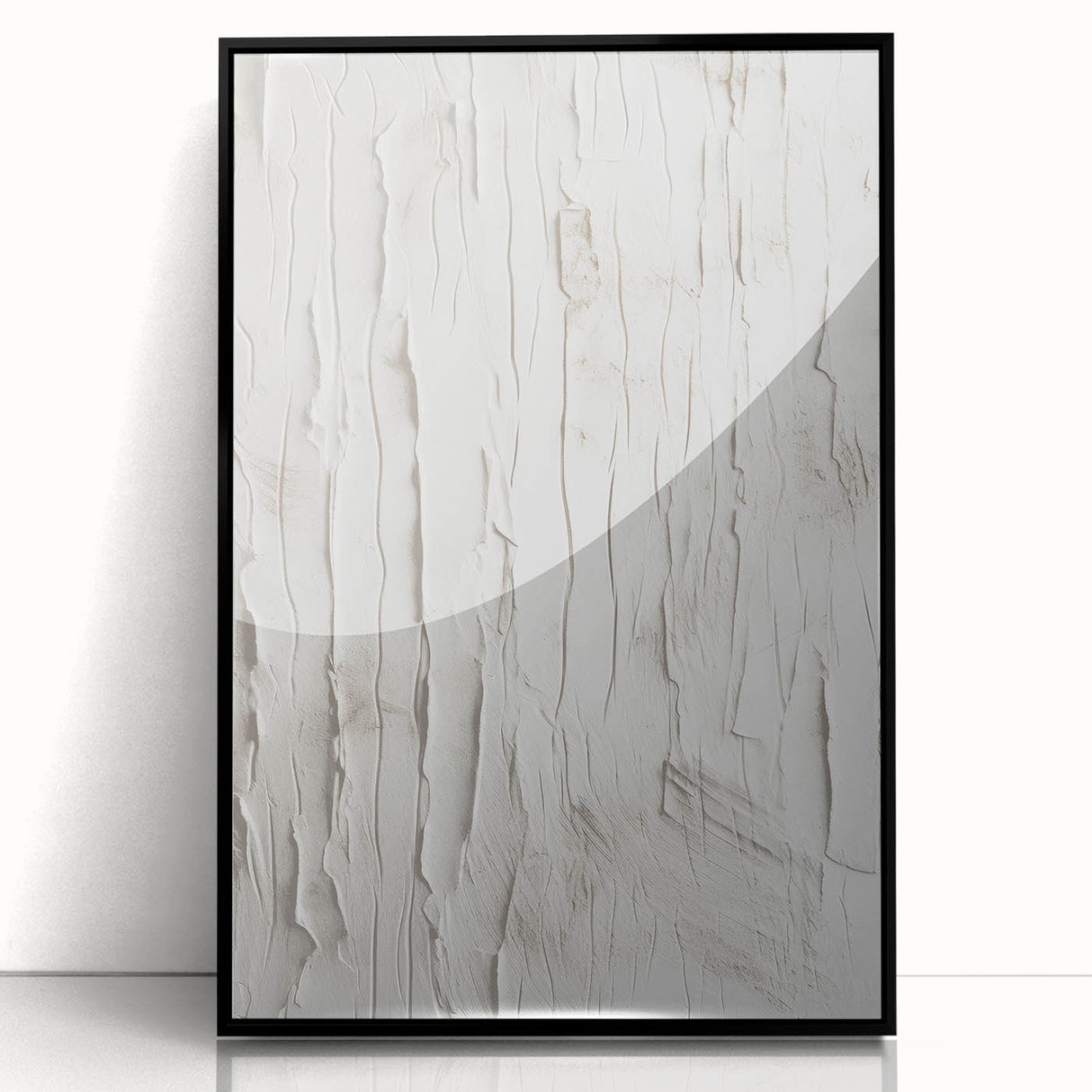 Framed abstract modern wall art collection showcasing vibrant colors and geometric patterns, with a sleek black frame enhancing its contemporary aesthetic.