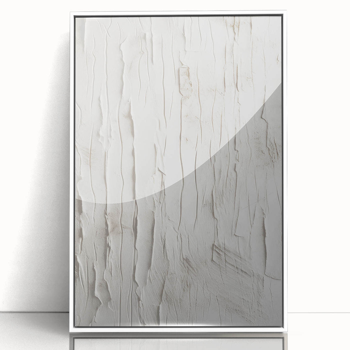 Framed abstract modern wall art collection showcasing vibrant colors and geometric patterns, displayed in a sleek white frame, enhancing contemporary decor.