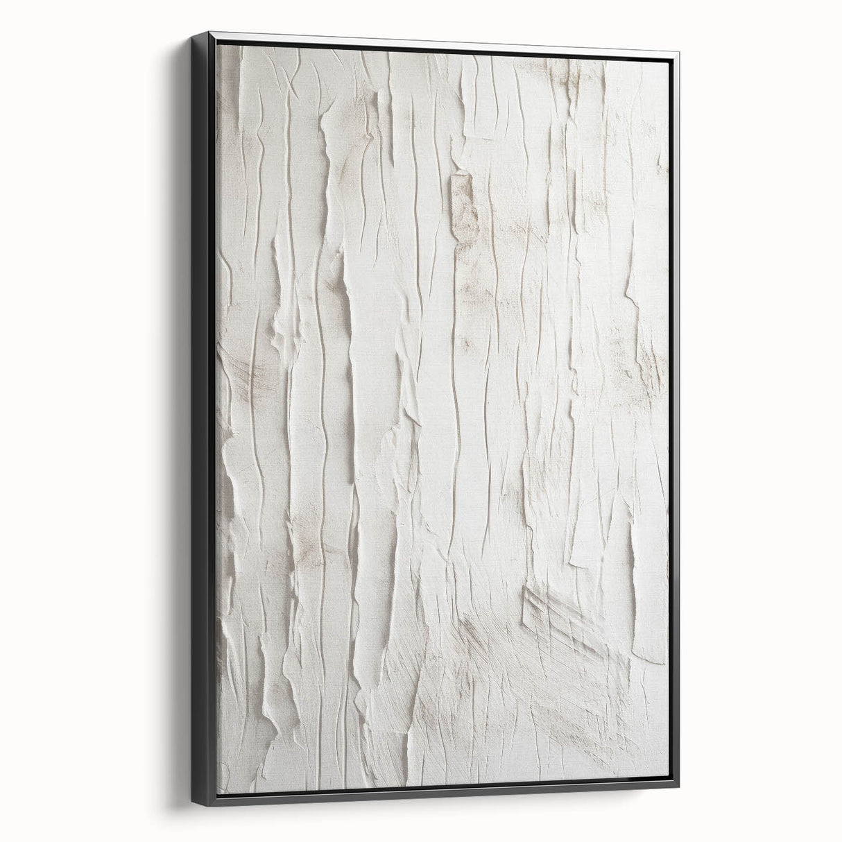 Framed abstract modern wall art featuring a vibrant geometric design with bold colors, showcased from a black side view, ideal for contemporary decor.