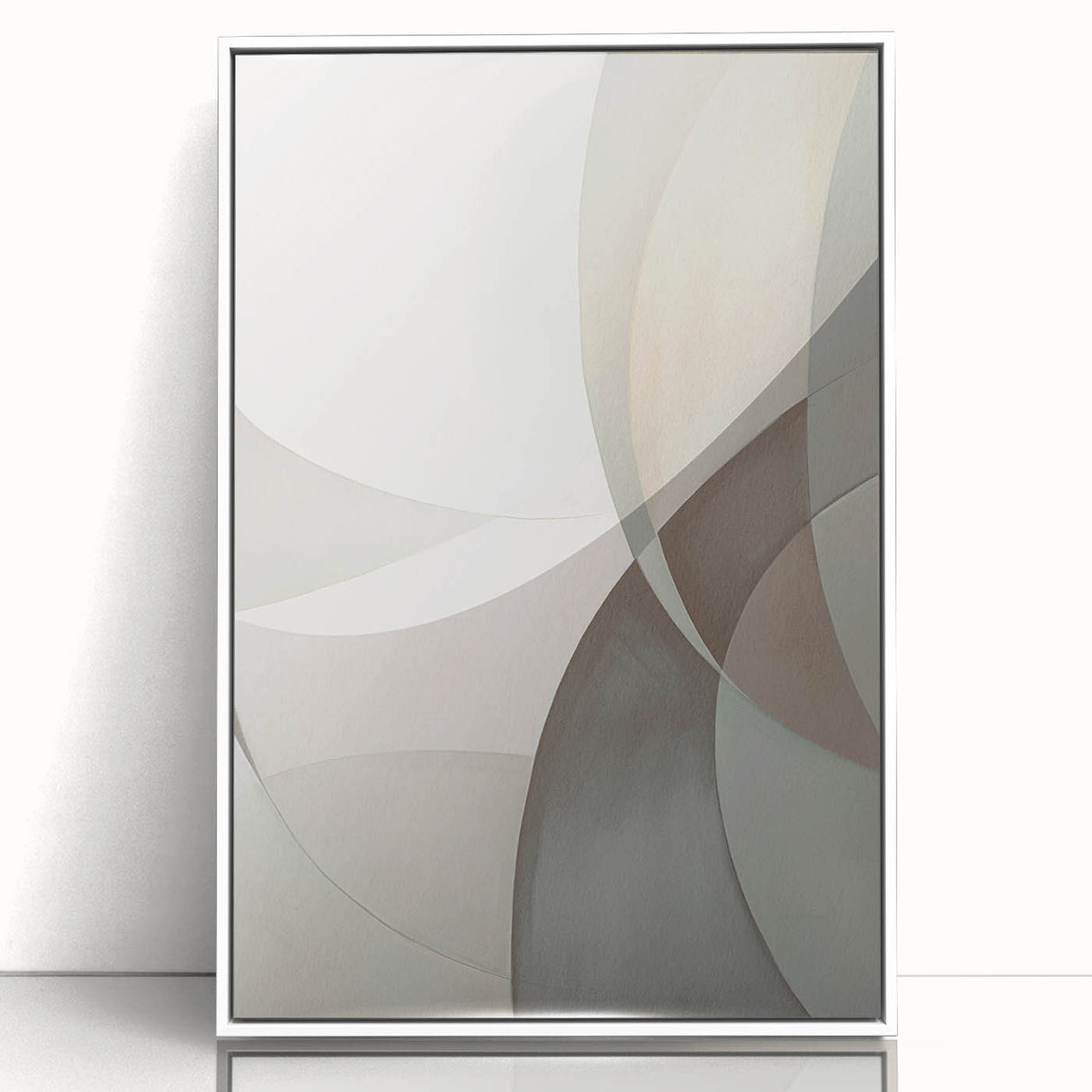 Framed abstract modern wall art collection showcasing vibrant colors and geometric shapes, displayed in a sleek white frame, perfect for contemporary decor.