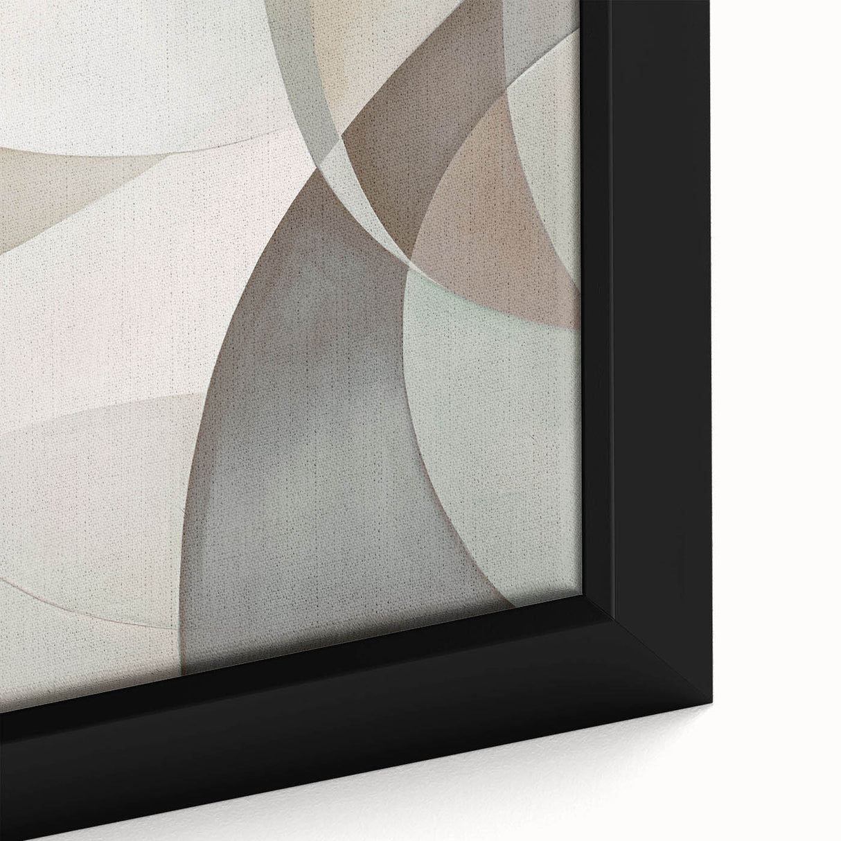 Close-up of an abstract modern wall art piece showcasing vibrant colors and geometric shapes, framed for an elegant display in contemporary interiors.
