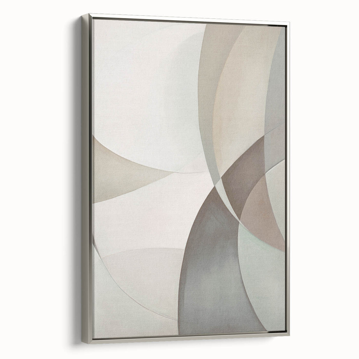 Framed modern abstract wall art in a silver frame, showcasing vibrant colors and geometric patterns, perfect for contemporary home decor. This piece adds a touch of elegance and creativity to any living space.