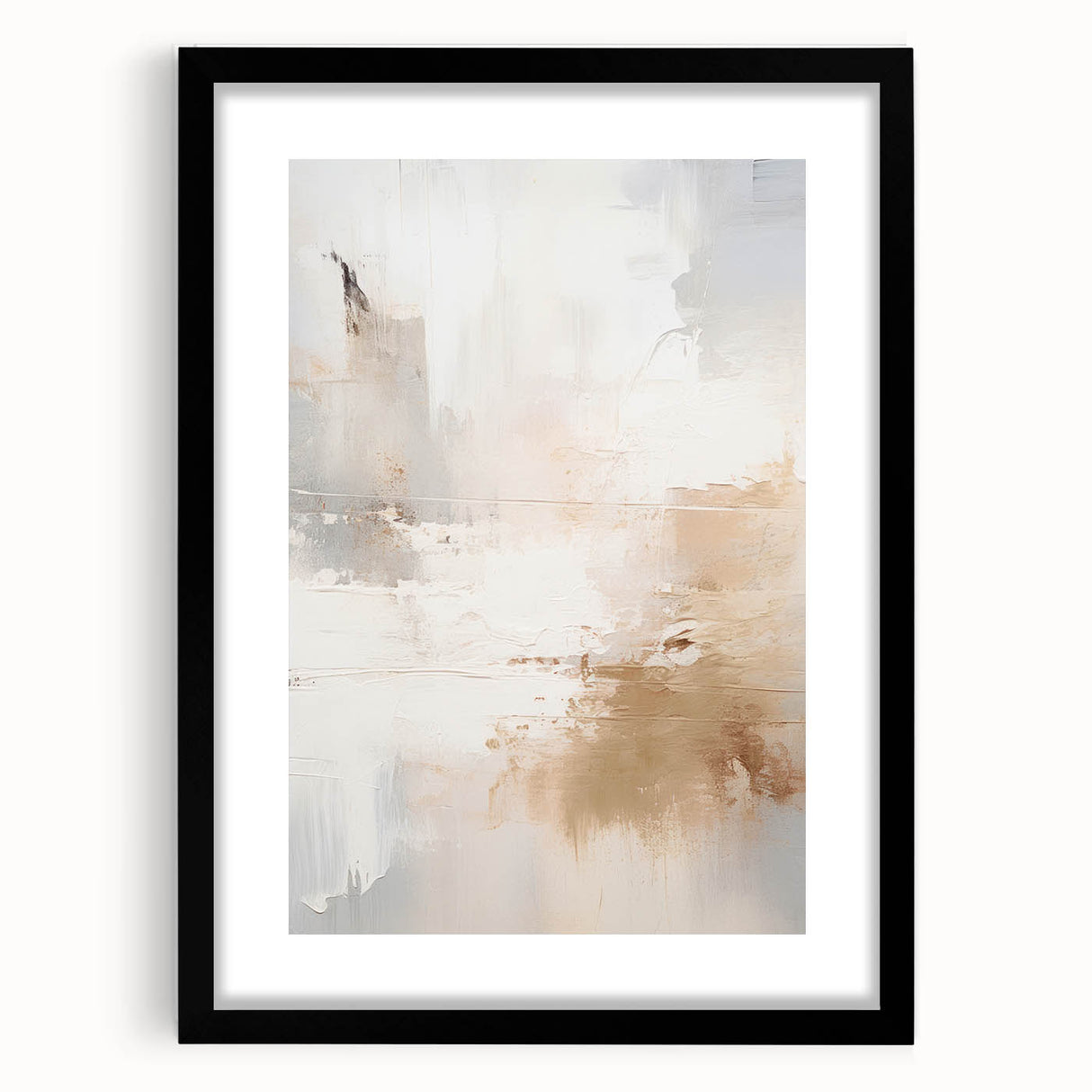 Abstract modern wall art collection featuring a black frame with a mat, showcasing vibrant geometric patterns and colors, ideal for contemporary home decor.