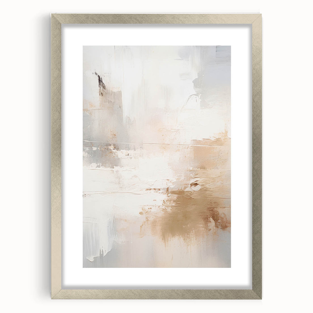 Abstract modern wall art print in a silver frame, showcasing vibrant geometric patterns and colors, designed to enhance contemporary home decor aesthetics. Perfect for living rooms or offices, blending style and creativity for an eye-catching display.