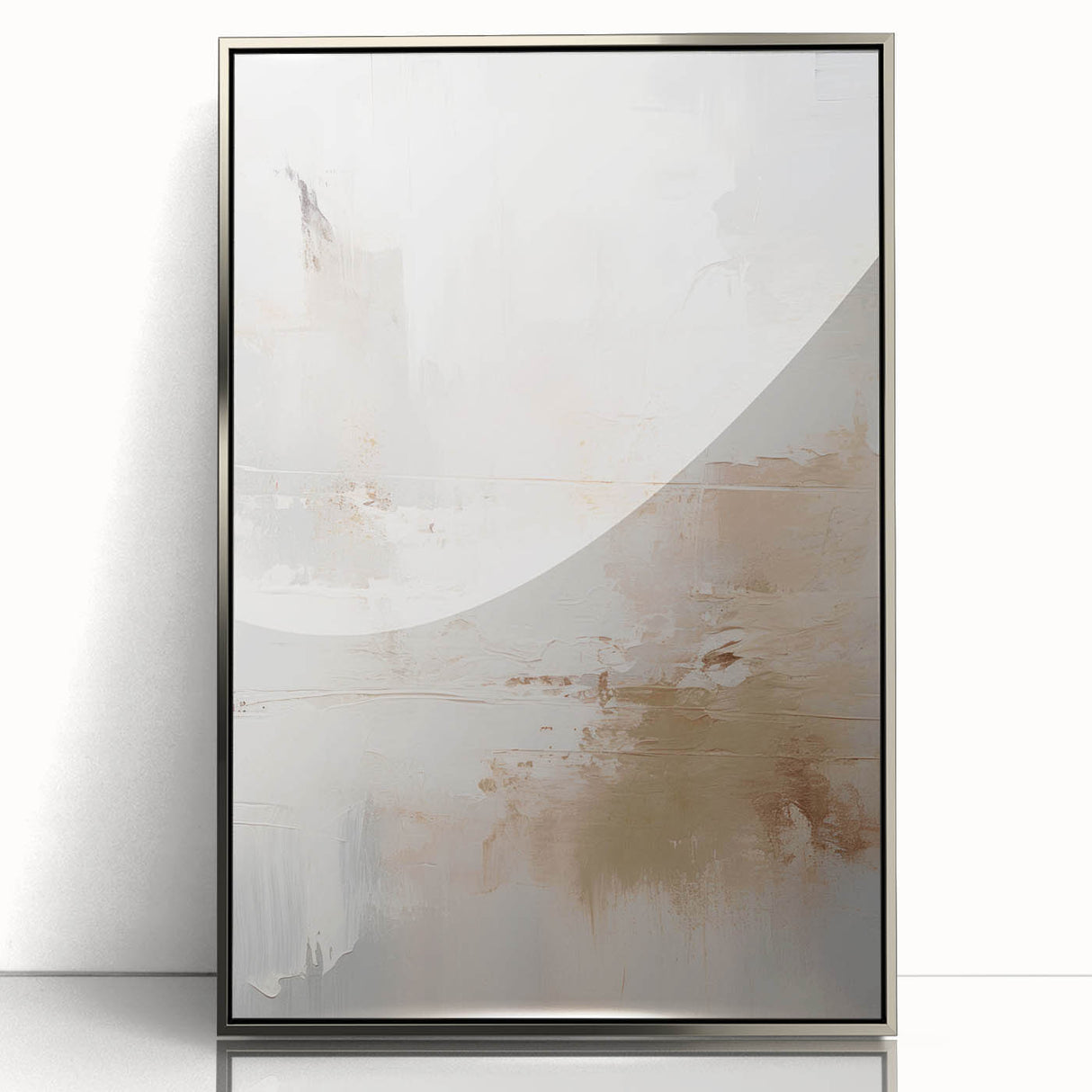 Framed acrylic wall art featuring a contemporary abstract design in silver tones, showcasing modern aesthetics perfect for home decor. Ideal for stylish living spaces.