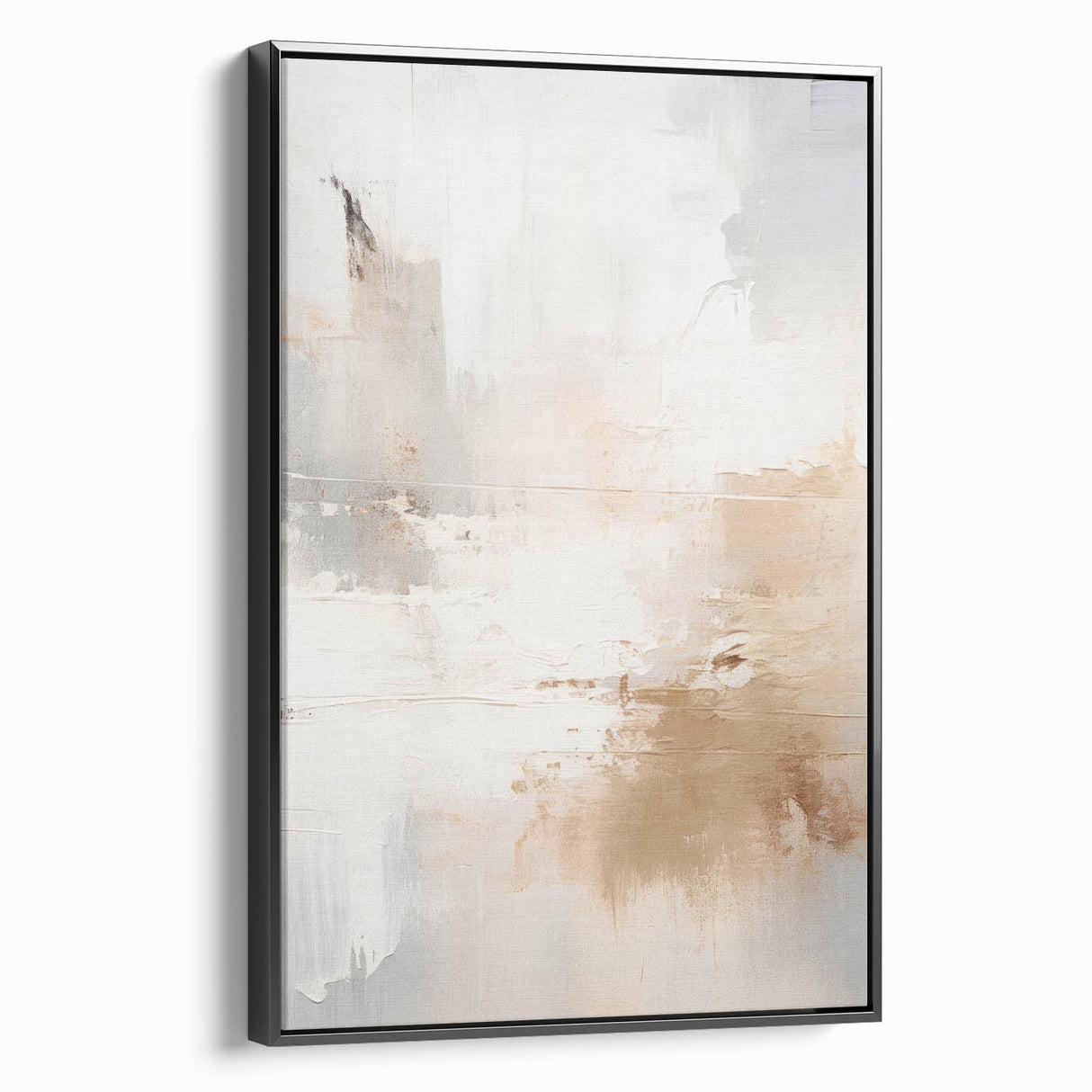 Framed abstract modern wall art collection showcasing a sleek black design, elegantly displayed in a stylish side view, perfect for contemporary decor.
